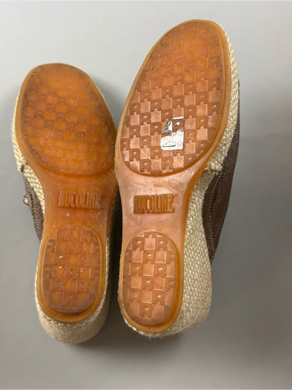 Rucoline Metallic Bronze Leather Espadrille Wedge Mules Shoes EU 39 US 8.5
